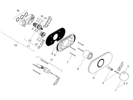 Hansgrohe Axor Allegroh (36375000) spares breakdown diagram