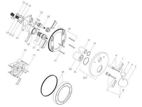 Hansgrohe Axor Allegroh finish set for thermostatic bath shower mixer (36720000) spares breakdown diagram