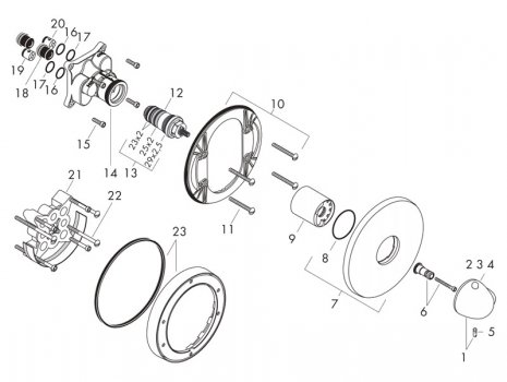 Hansgrohe Axor Allegroh recessed shower - chrome (36710000) spares breakdown diagram