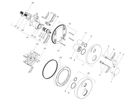 Hansgrohe Axor Starck thermostatic shower mixer (10700000) spares breakdown diagram