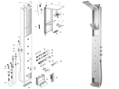 hansgrohe Pharo Shower Panel Skyline (26017000) spares breakdown diagram