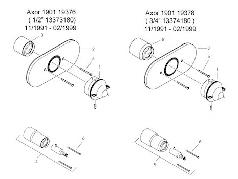 Hansgrohe 19376 trim plate 1/2" (19376-19378) spares breakdown diagram