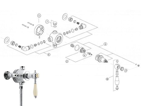 Heritage Glastonbury single control exposed valve (SGC01) spares breakdown diagram