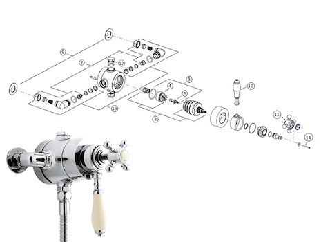 Heritage Hartlebury dual control exposed valve (SHDC01) spares breakdown diagram