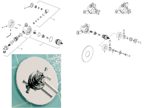 Heritage Shaker dual control shower valve (SSDC00) spares breakdown diagram