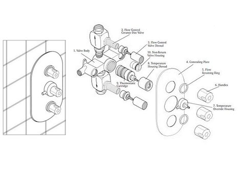 Hudson Reed A3003 (older style) (A3003) spares breakdown diagram