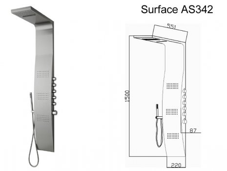 Hudson Reed Surface shower tower (AS342) spares breakdown diagram