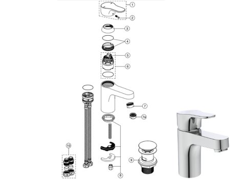 Ideal Standard Cerabase single lever basin mixer (BD053AA) spares breakdown diagram