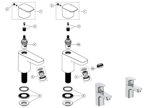 Ideal Standard Ceraplan basin pillar taps (BD247AA) spares breakdown diagram