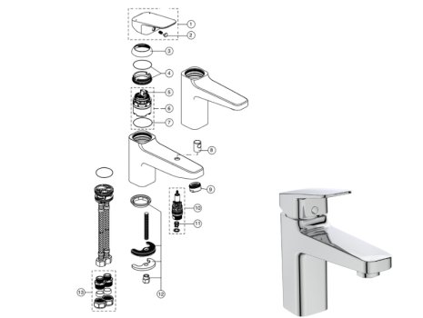 Ideal Standard Ceraplan single lever bath filler (BD266AA) spares breakdown diagram