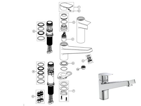 Ideal Standard Ceraplan single lever low cast spout kitchen mixer (BD324AA) spares breakdown diagram