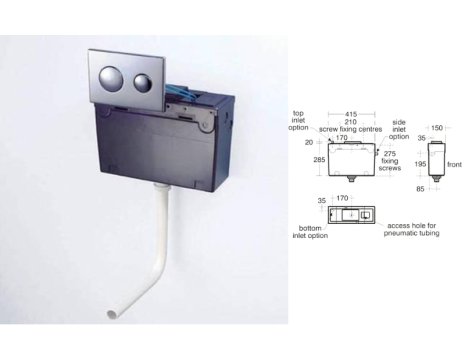 Ideal Standard Conceala 2 Cistern - Bottom Inlet - 6 or 4.5 litre flush (S362567) spares breakdown diagram