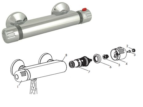 Inta Ion bar mixer shower (10010CP) spares breakdown diagram