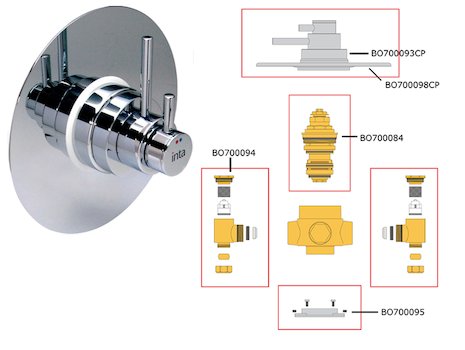 Intaflo Minimalistic concealed shower (70015CP) spares breakdown diagram