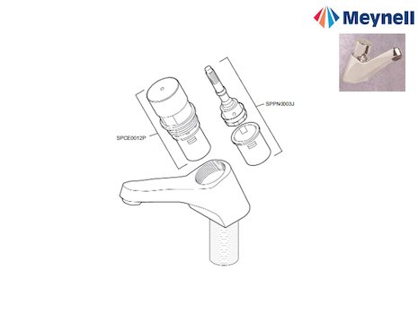 Meynell PEBF0832P push time flow basin tap chrome (Pushtap) spares breakdown diagram