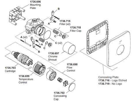 Mira Adept Eco BIV (1.1736.423) spares breakdown diagram