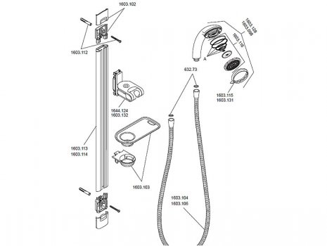 Mira Advance Flex fittings kit - white/chrome (1.1603.174) spares breakdown diagram