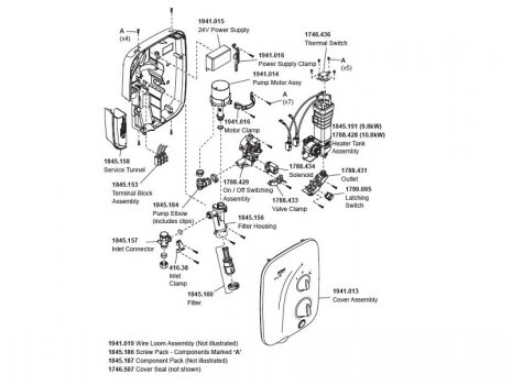 Mira Elite SE Dual Pumped Electric Shower 9.8kW - White/Chrome (1.1941.003) spares breakdown diagram