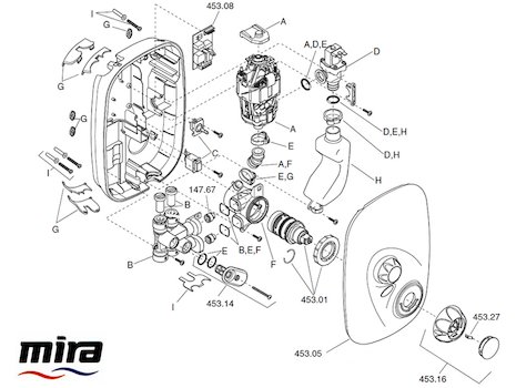 Mira Event XS Thermostatic MK1 (1532.002) spares breakdown diagram