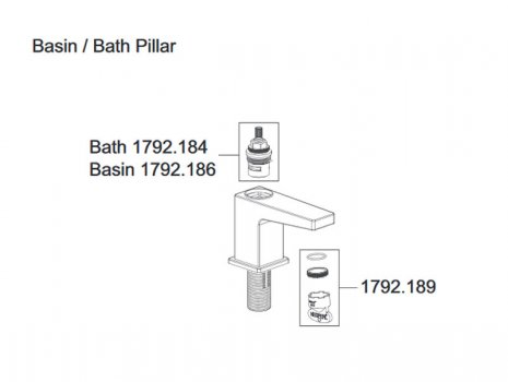 Mira Honesty bath pillar taps (2.1815.003) spares breakdown diagram