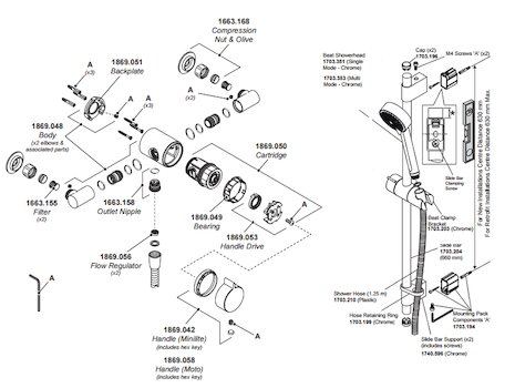 Mira Minilite EV (2016-on) Mixer Shower - Chrome (1.1869.001) spares breakdown diagram