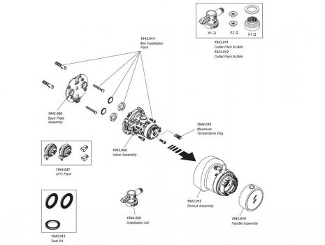 Mira Minimal Dual ERD Thermostatic Mixer Shower - Chrome (1.1943.004) spares breakdown diagram