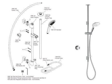 Mira Mode Next Gen Ceiling Fed Digital Shower - High Pressure (1.1980.003) spares breakdown diagram