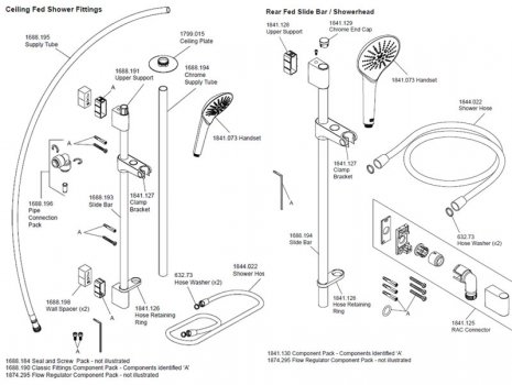 Mira Mode digital shower fittings spares breakdown diagram