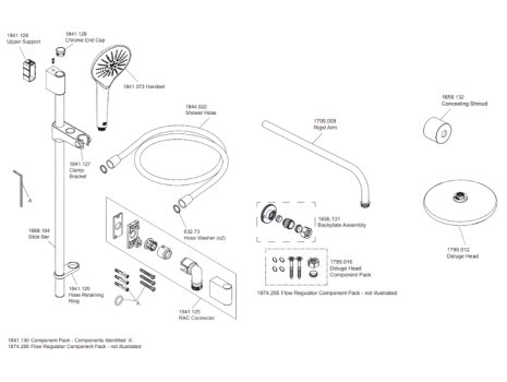 Mira Mode Next Gen Dual Rear Fed Digital Shower - Pumped (1.1980.006) spares breakdown diagram