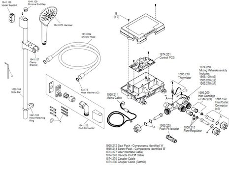 Mira Mode Rear Fed Digital Shower - High Pressure (1.1874.003) spares breakdown diagram