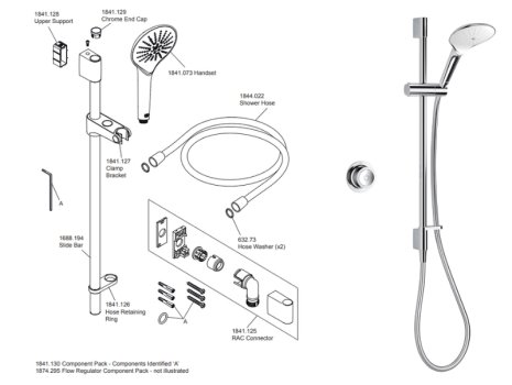 Mira Mode Next Gen Rear Fed Digital Shower - High Pressure (1.1980.001) spares breakdown diagram