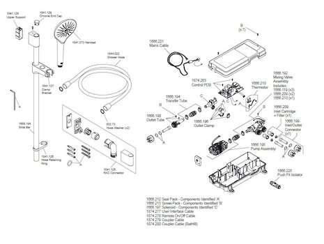 Mira Mode Rear Fed Digital Shower - Pumped (1.1874.004) spares breakdown diagram