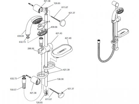 Mira React shower fittings 07/00 - 06/04 (L87B) spares breakdown diagram