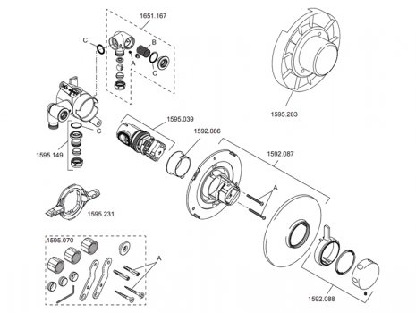 Mira Select Built In Valve Only - Chrome - (2007-2023) (1.1592.002) spares breakdown diagram