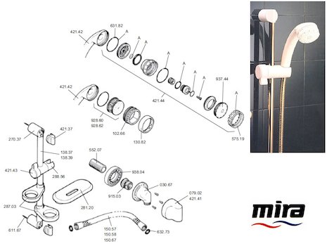 Mira 300 fittings (1989-1996) spares breakdown diagram