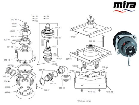 Mira 722 spares breakdown diagram