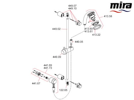 Mira Aquations BIV spares breakdown diagram