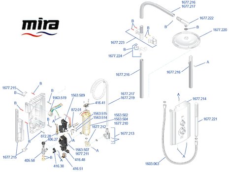 Mira Divisa spares breakdown diagram