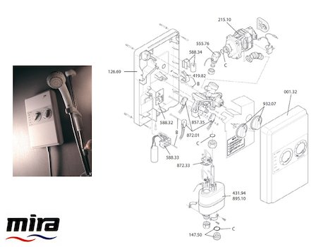 Mira Elite (1994-2000) spares breakdown diagram