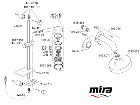 Mira Energise fittings spares breakdown diagram