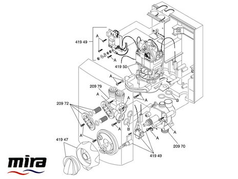 Mira Essentials Power Manual (1993-1996) spares breakdown diagram