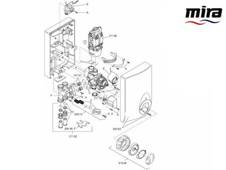 Mira Event Thermostatic (1996-2002) spares breakdown diagram