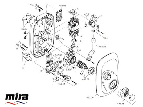 Mira Event XS Manual spares breakdown diagram