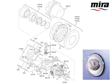 Mira Excel B (1996-2003) spares breakdown diagram