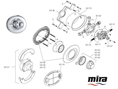 Mira Excel B (2003-2008) spares breakdown diagram