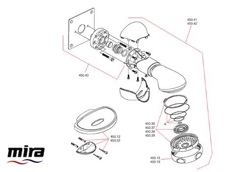 Mira Logic BIR fittings spares breakdown diagram