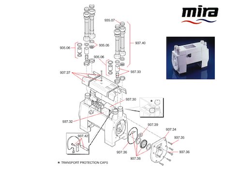 Mira PPT3 1.4 bar twin impellor positive head spares breakdown diagram