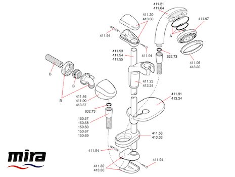 Mira Response Power fittings spares breakdown diagram