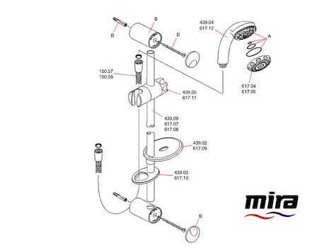 Mira Select UV fittings spares breakdown diagram