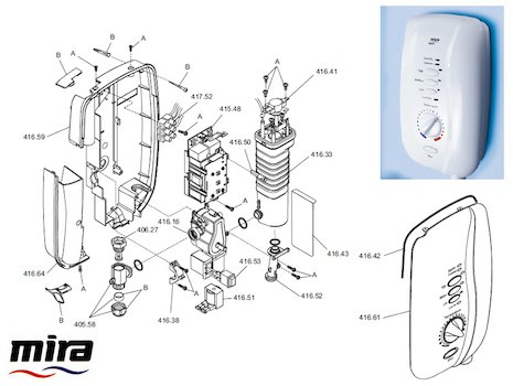 Mira Sport (1998-2005) 10.8kW spares breakdown diagram